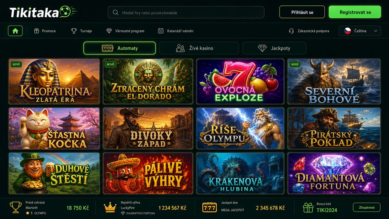 Náhled herního rozhraní v online casinu Tikitaka