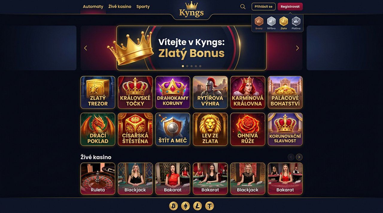 Úvodní stránka online casina Kyngs